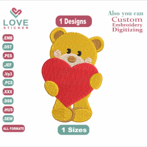 Bear With heart Teddyhear Embroidery Designs/1 Designs & 1 Size/ Files Instant Download