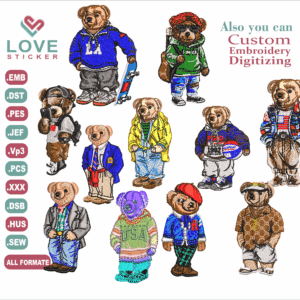 Anime Teddy Polo Bear Embroidery Designs/11 Designs & 5 Size/ Polo Bear  Anime Machine Embroidery Designs/ Files Instant Download