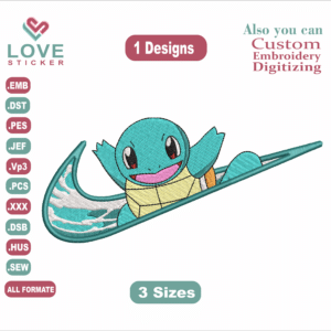 Anime Pokemon Squirtle Nike Embroidery Designs/1 Designs & 3 Size/Pokemon Squirtle Nike Embroidery Designs/ Files Instant Download