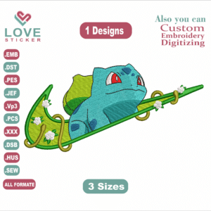 Anime Pokemon Bulbasaur Nike Embroidery Designs/1 Designs &3 Size/ Files Instant Download
