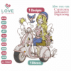 Ragazza in scooter Embroidery Designs