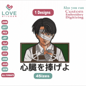 Anime LEVI ACKERMAN Embroidery Designs/1Designs & 4Size/Anime Machine Embroidery Designs/ Files Instant Download