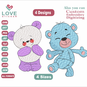 Animal happy bear cub Embroidery Designs