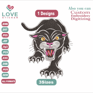 Dangerous panther Embroidery Designs