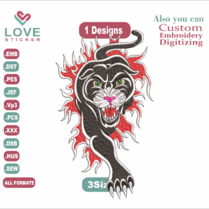 Dangerous panther Embroidery Designs/1 Designs &3Size/  Embroidery Designs/ Files Instant Download