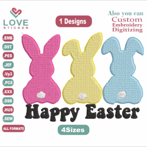 Happy Easter Embroidery Designs/1 Designs & 4Size/ Machine Embroidery Designs/ Files Instant Download