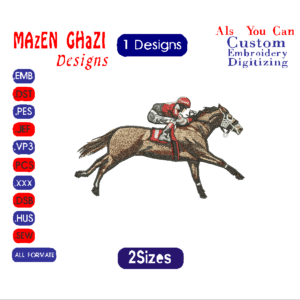 Race Horses Embroidery Designs/1 Designs & 2Size/ Machine Embroidery Designs/ Files Instant Download