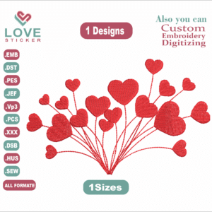 Red hearts Embroidery Designs/1 Designs & 1Size/ Red hearts1 Designs Machine Embroidery Designs/ Files Instant