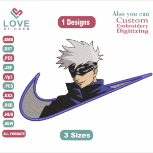 Anime Jujutsu Kaisen Satoru Gojo V2 Nike Embroidery Designs/1 Designs & 3 Size/ Files Instant Download