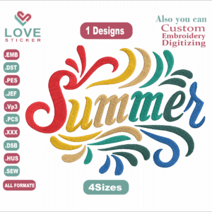 Summer Color Embroidery Designs/1 Designs & 4Size/ Summer Embroidery Designs/ Files Instant Download