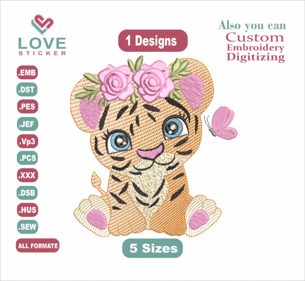 Animal tigre Embroidery Designs