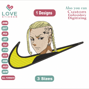 Anime Tokyo Revengers Ken Ryuuguuji Draken Nike Embroidery Designs/1 Designs & 3 Size/Files Instant Download