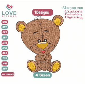 Cool bear cub Embroidery Designs/1 Designs &4Size/ Animal cool bear cub Embroidery Designs/ Files Instant Download