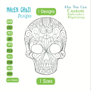 skull Embroidery Designs/1 Designs & 1 Size/ Machine Embroidery Designs/ Files Instant Download