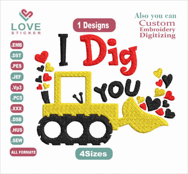 Free I Dig You Baby Embroidery Designs