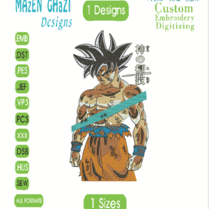 Goku UI Manga Embroidery Designs/1 Designs & 1 Size/ Anime Machine Embroidery Designs/ Files Instant Download