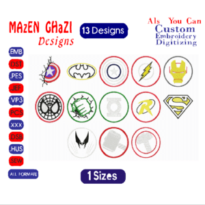 13 Designs for super hero Embroidery Designs/13 Designs & 1 Size/ Machine Embroidery Designs/ Files Instant Download