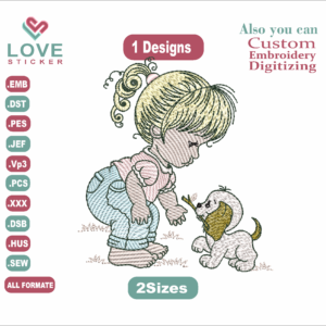 Computerized boy with dog Baby Embroidery Designs/1 Designs &2 Size/BABY Machine Embroidery Designs/ Files Instant Download
