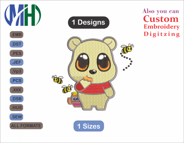 Pooh Bear SVG Embroidery Designs