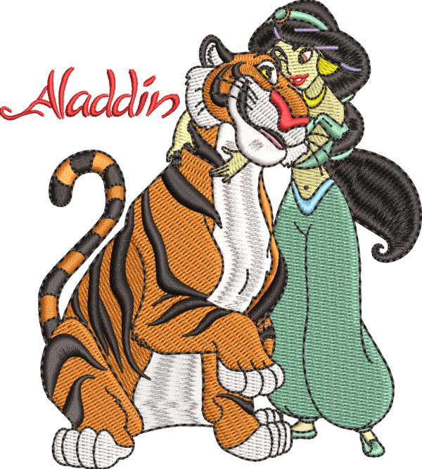 Aladdin with Tiger Embroidery Designs