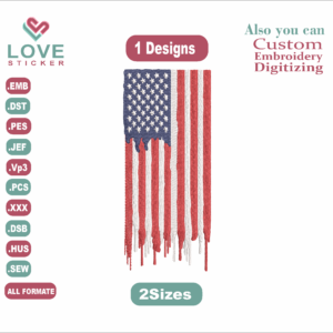 American Flag Embroidery Designs/1 Designs & 2 Size/ Embroidery Designs/ Files Instant Download