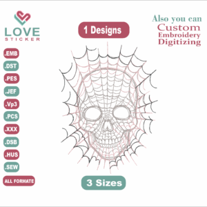 Spiderweb Skull Embroidery Designs/1 Designs & 1 Size/ Skull Machine Embroidery Designs/ Files Instant Download