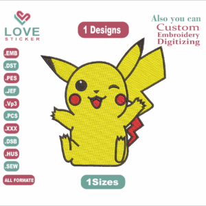 Pikachu Embroidery Designs /1 Designs & 1 Size/Picachu Anime Machine Embroidery Designs/ Files Instant Download