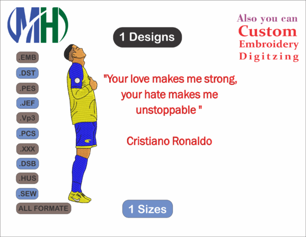 Cristiano Ronaldo Embroidery Designs
