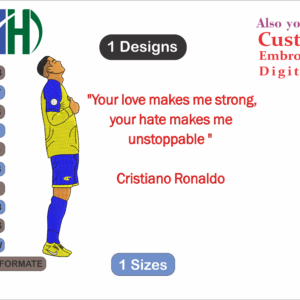Cristiano Ronaldo Embroidery Designs /1 Designs & 1 Size / Machine Embroidery Designs/ Files Instant Download