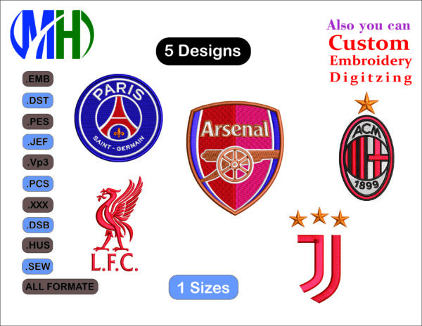 Embroidery Designs for sports club logos