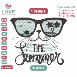 Hello summer Time Embroidery Designs/1 Designs & 1 Size/  Embroidery Designs/ Files Instant Download