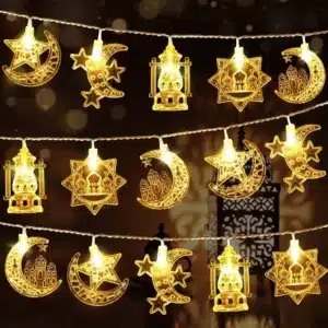Ramadan kareem عيد مبارك  EID Mubarak LED String Lights Islam Muslim Festival Party Moon Star Castle Lantern Ramadan Home Decoration