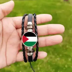 Palestine Flag Time Leather Bracelets Men'S And Women'S Retro Multi-Layered Woven Beaded Bracelet Jewelry Fashion Accessories