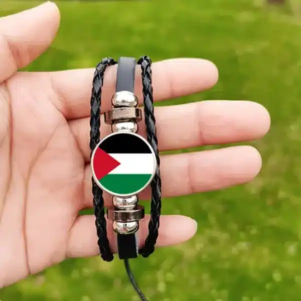 Palestine Flag Time Leather Bracelets Men'S And Women'S Retro Multi-Layered Woven Beaded Bracelet Jewelry Fashion Accessories