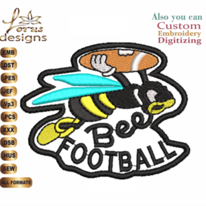 Bee FootBall Appliqué Embroidery Designs/1 Designs & 2 Size/ Anime Machine Embroidery Designs/ Files Instant Download