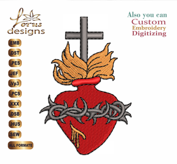 Sacred Heart of Jesus Christ Catholic Embroidery Designs