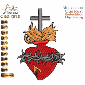 Sacred Heart of Jesus Christ Catholic  Embroidery Designs/1 Designs & 4 Size/Jesus Heart Machine Embroidery Designs/ Files Instant Download