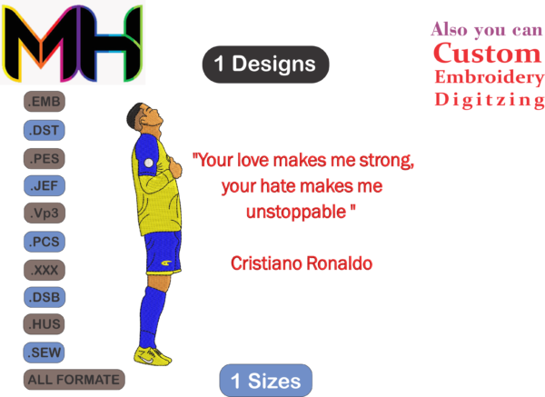 Cristiano Ronaldo Embroidery Designs