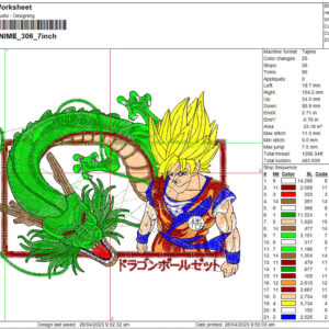 Goku Dragonball Embroidery Designs