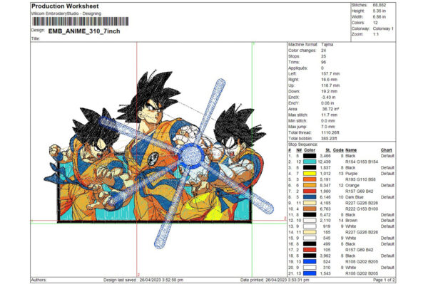 Son Goku Embroidery Files