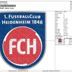 FC Heidenheim 1846 Embroidery Design