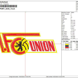 FC Union Berlin Embroidery Design