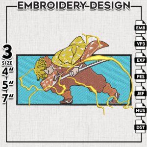 Agatsuma Zenitsu Embroidery Designs, Zenitsu Embroidery Files, Demon Slayer Machine Embroidery Pattern, Digital Download