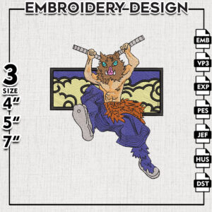 Hashibira Inosuke Embroidery Designs, Inosuke Embroidery Files, Demon Slaye Machine Embroidery Pattern, Digital Download