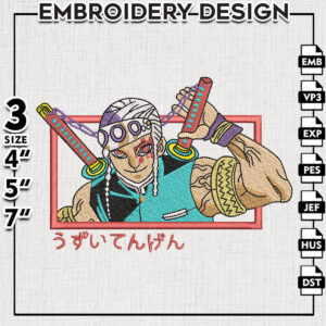 Tengen Uzui Embroidery Designs, Demon Slayer Anime Embroidery Designs, Anime Character Embroidery Files, Instant Downloa