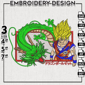 Goku Dragonball Embroidery Designs, Seven Dragonball Embroidery, Shenron And Goku Embroidery Designs, Goku Embroidery Designs