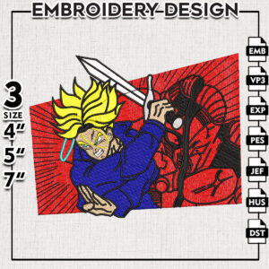 Trunks Embroidery Files, Embroidery, Dragon Ball, Anime Inspired Embroidery Design, Machine Embroidery Design