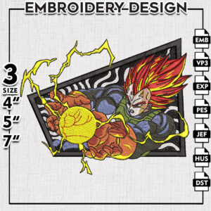 Vegeta Embroidery Files, Embroidery, Dragon Ball, Anime Inspired Embroidery Design, Machine Embroidery Design