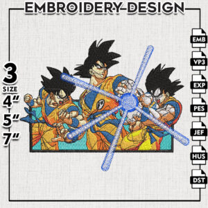 Son Goku Embroidery Files, Dragon Ball Embroidery Design, Anime Inspired Embroidery Design, Machine Embroidery Design