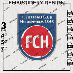 FC Heidenheim 1846 Embroidery Design, Bundesliga Logo Embroidery, Bundesliga FC Heidenheim 1846 Embroidery, Machine Embroidery Design
